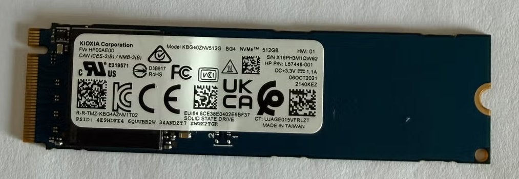 Kioxia Ssd NVMe 512 gb, Intern, Gebruikt, KIOXIA, SSD