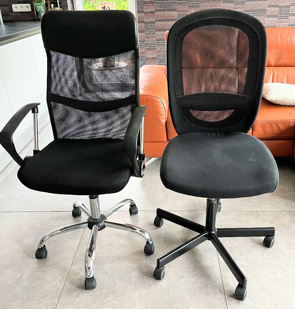 2 chaises de bureau pour un total de 25 euros, Maison & Meubles, Enlèvement, Utilisé, Noir, Chaise de bureau
