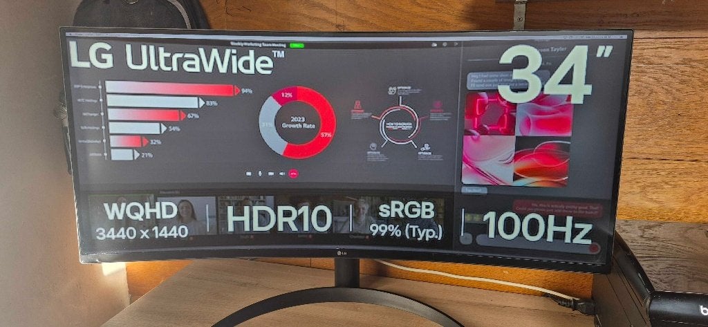 LG UltraWide 34" 34WR500C-B – 34401440 – 100 Hz, Computers en Software, Monitoren, 3 tot 5 ms, VA, Zo goed als nieuw, DisplayPort