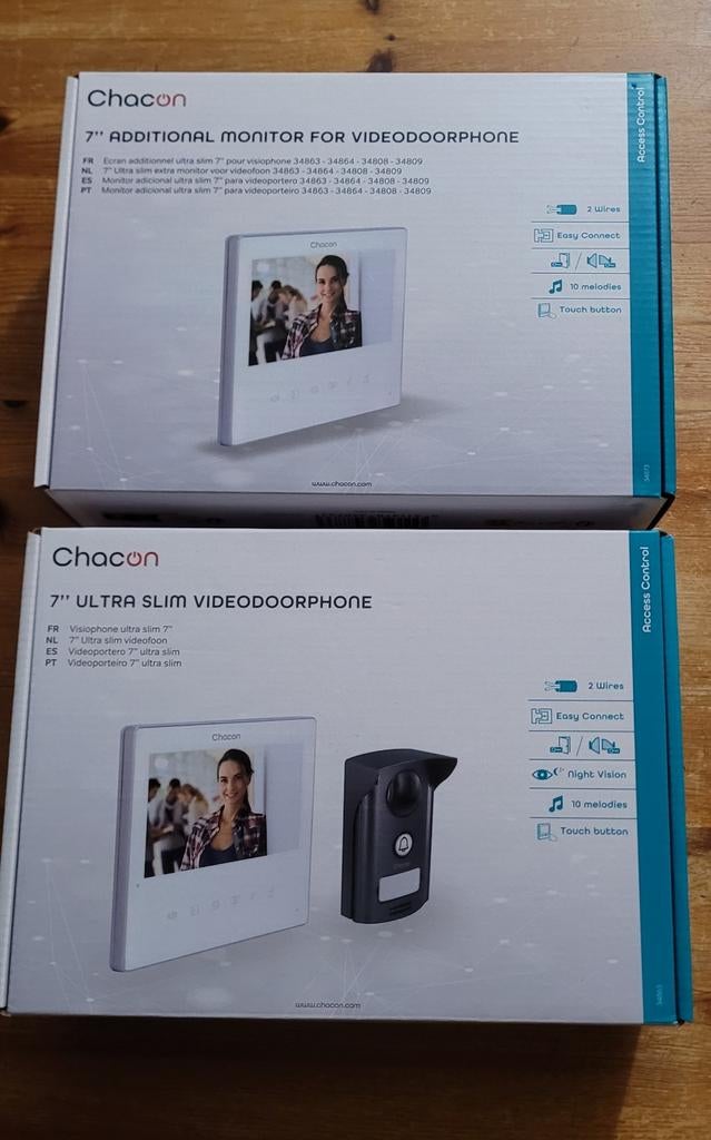 Videofoon met 2 ultradunne 7" schermen - wit voor 2 verdiepi, Ophalen of Verzenden