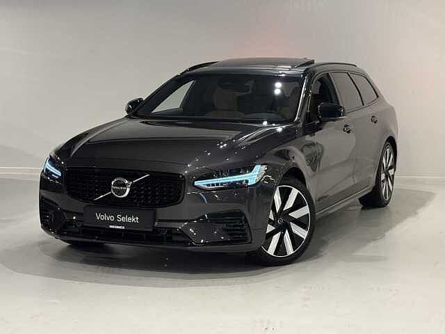 Volvo V90 T6 Recharge Ultra Dark + TREKHAAK/ZETELVENTILATIE, Argent ou Gris, Achat, V90, Euro 6