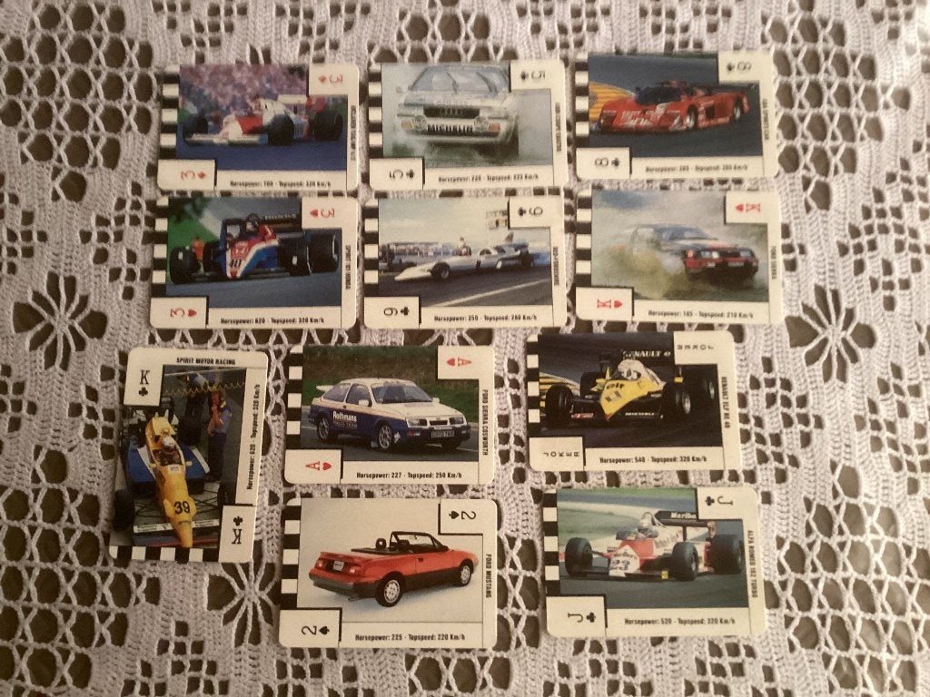 11 prenten chromos speelkaarten SUPER CARS, Ophalen of Verzenden, Gebruikt