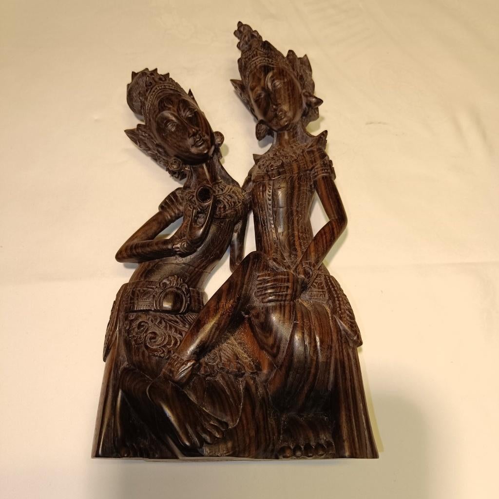 Houtsnijwerk Rama en Sita - Bali - Indonesië, Antiek en Kunst, Ophalen of Verzenden