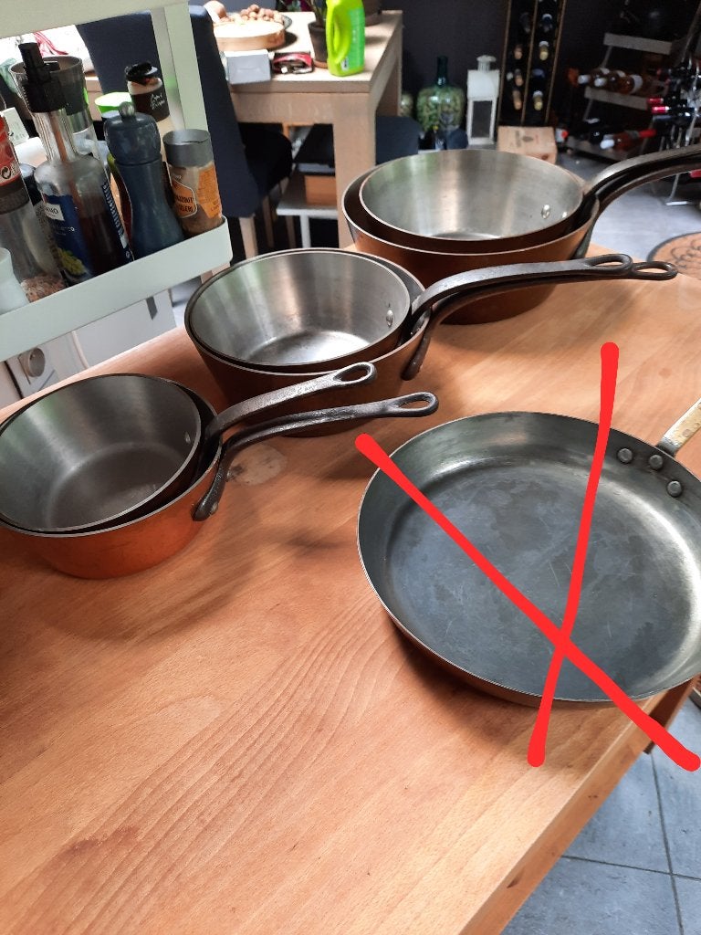 6delig koperen restaurant pannenset, Huis en Inrichting, Ophalen, Pannenset, Overige merken, Koper