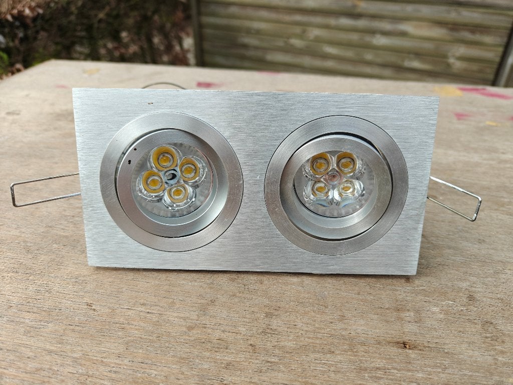 Ledspots (6 dubbelvoudige armaturen), Huis en Inrichting, Lampen | Spots, Ophalen, Led, Metaal of Aluminium, Zo goed als nieuw