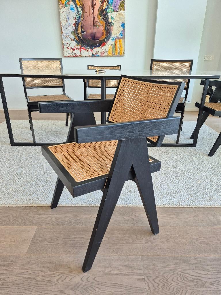 7 Eetkamerstoelen, Ophalen, Gebruikt, Bruin, Hout