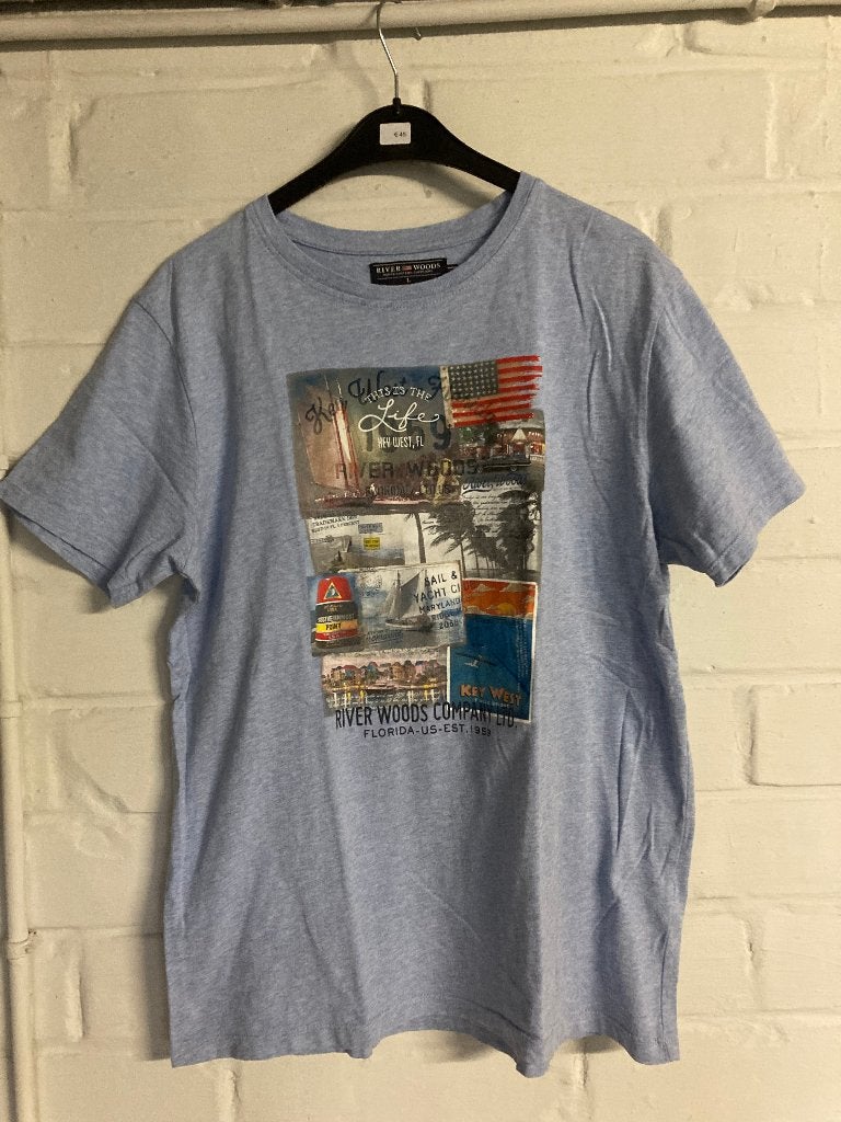 Licht blauw t-shirt, River Woods, Large, Maat 52/54 (L), Ophalen of Verzenden, Zo goed als nieuw, Riverwoods