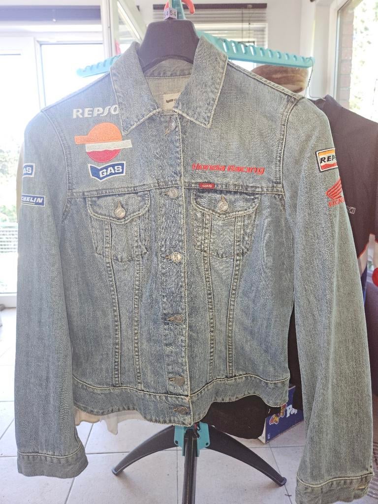Exclusief dames jeans jasje: Gas, Repsol, Honda en Michelin, Ophalen, Jasje