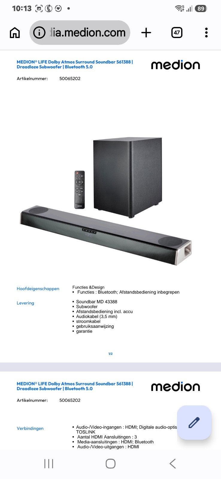 barre de son MEDION MD 43388, TV, Hi-fi & Vidéo, Enlèvement