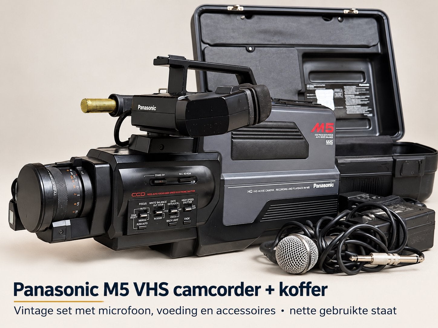 Panasonic NV-M5 VHS camcorder – complete vintage set, Enlèvement, Utilisé