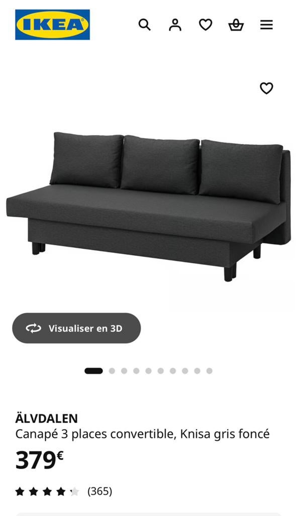 ÄLVDALEN - IKEA zitbank, Huis en Inrichting, Slaapkamer | Slaapbanken, Gebruikt, Overige maten, Overige maten, Tweepersoons, Grijs