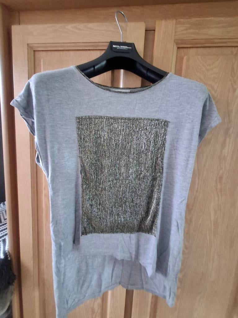 T-shirt asymétrique fluide gris lurex Cotton brothers S, Manches courtes, Gris, Enlèvement ou Envoi, Taille 36 (S)