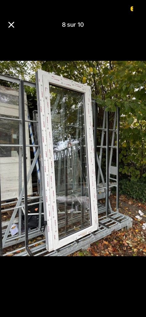 PORTE-FENETRE PVC INT. BLANC/EXT. ANTHRACITE 850 x 2180, 75 à 150 cm, Synthétique, Enlèvement, Vitre comprise