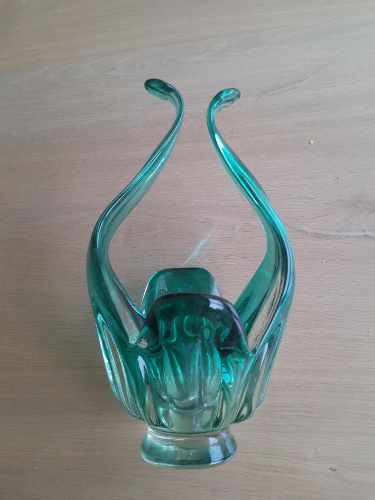 Antieken groene vaas/schaal, Antiquités & Art, Antiquités | Verre & Cristal, Enlèvement