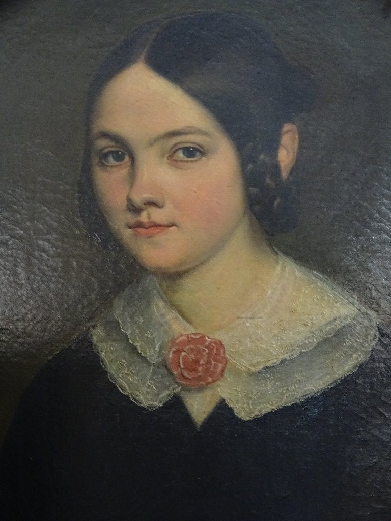 Oud schilderij op doek in vergulde lijst, Antiek en Kunst, Ophalen