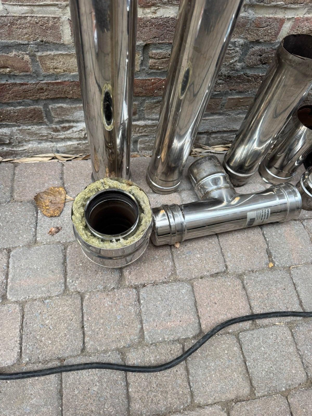 Inox enkelwandige kachelbuizen, Ophalen, Inox, Gebruikt, 60 tot 80 mm