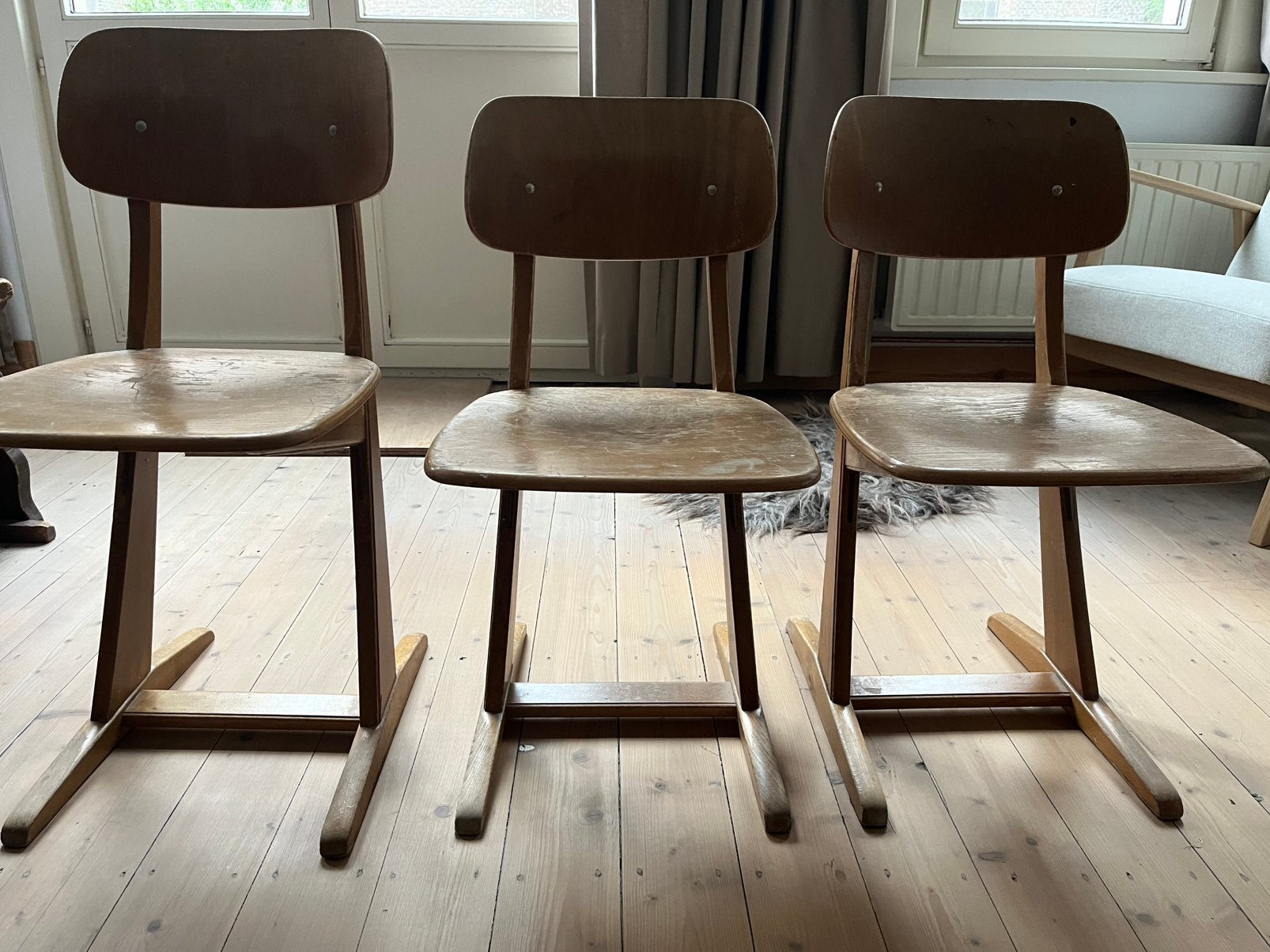 Vintage stoel kinderen (Karl Nothhelfer Casala) (3 stuks), Huis en Inrichting, Stoelen, Ophalen, Gebruikt, Hout, Drie