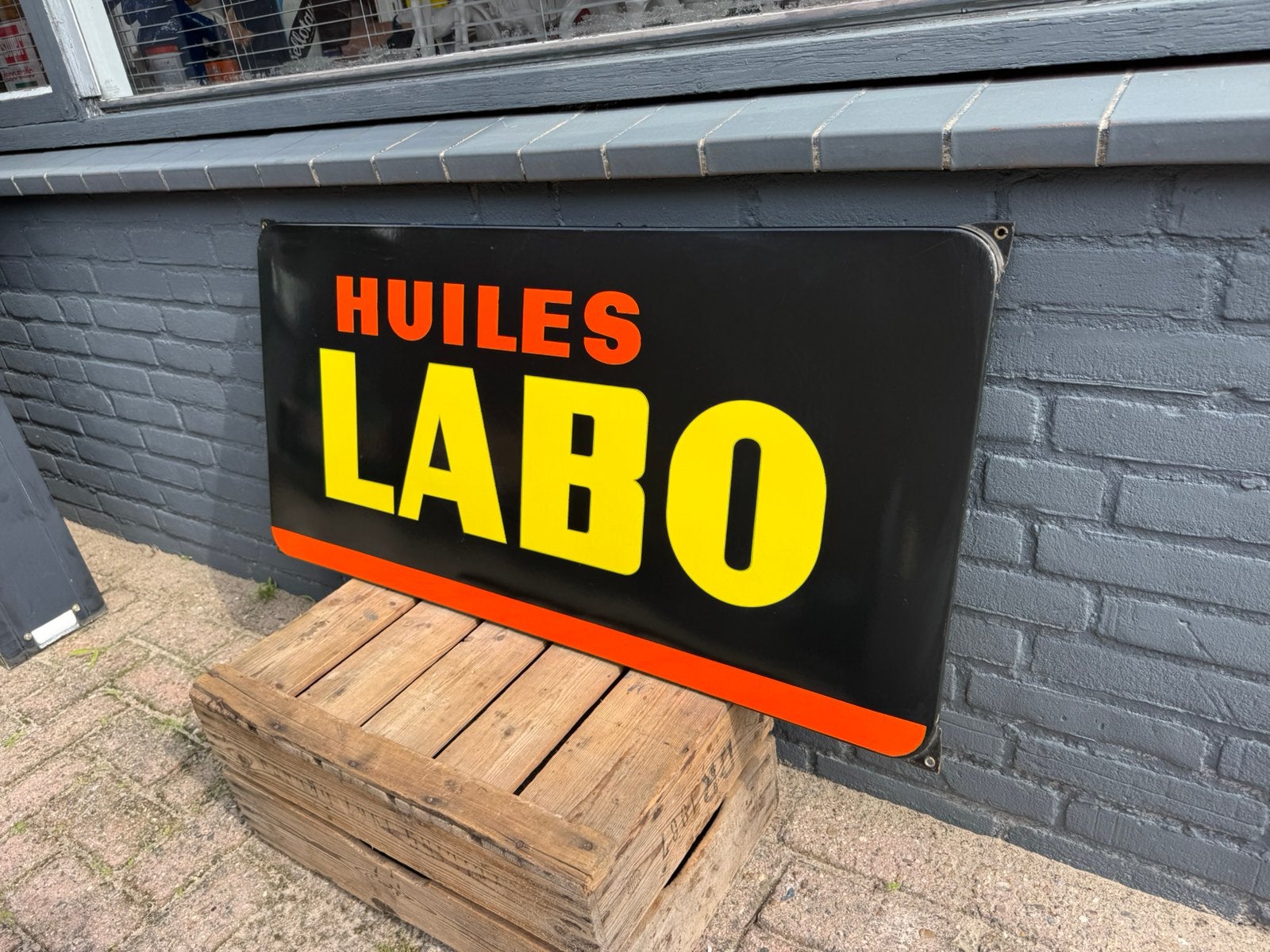 LABO olie emaille reclamebord XL, Ophalen, Reclamebord