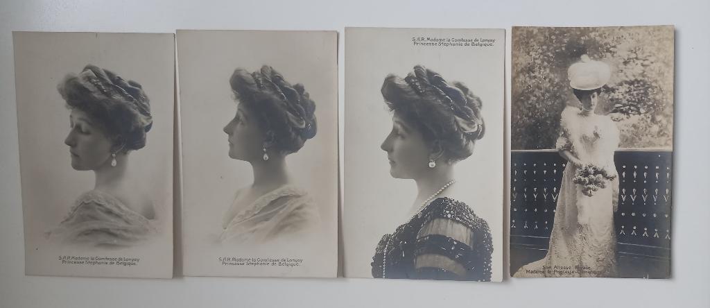 Lot de 4 cartes postales anciennes – Princesses de Belgique, Enlèvement, Avant 1920, Non affranchie