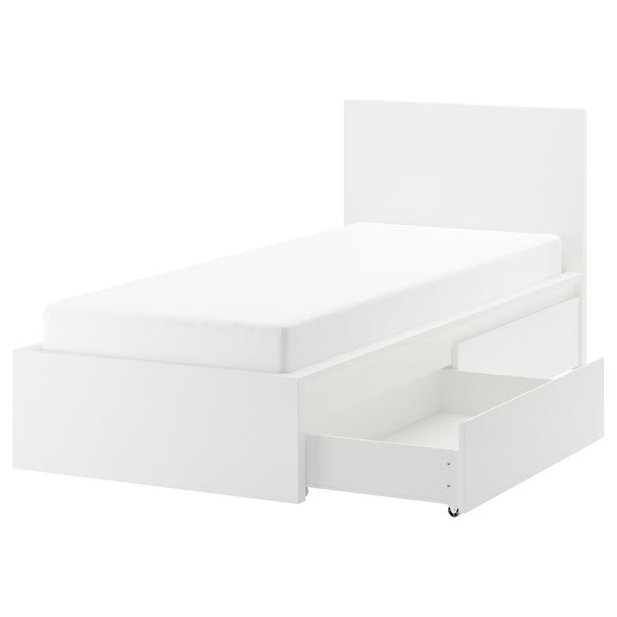 Ikea Malm 90x200 bedframe met lades, Huis en Inrichting, Ophalen, Zo goed als nieuw, Wit