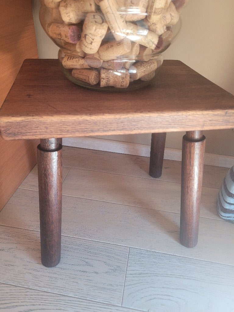Bankje volle eik, Huis en Inrichting, Tafels | Sidetables, Ophalen, Gebruikt, Vintage brutalist, Eikenhout