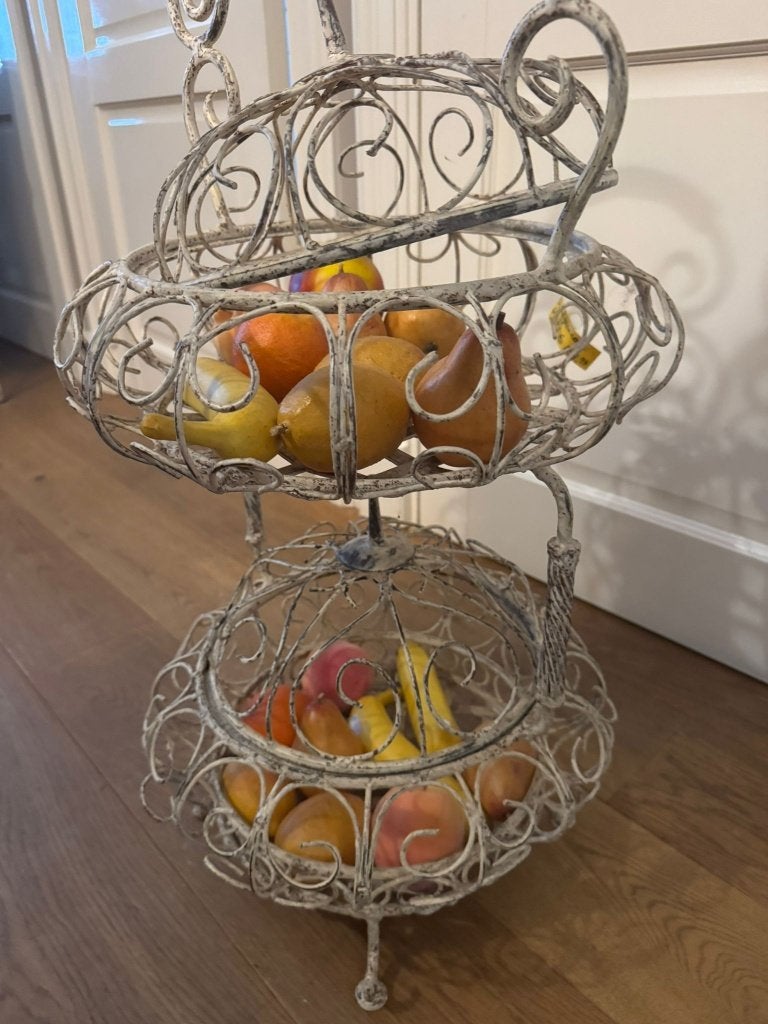 SMEEDIJZEREN DUBBELE FRUITMAND groente mand handgesmeed, Ophalen, Mand, Nieuw, Metaal