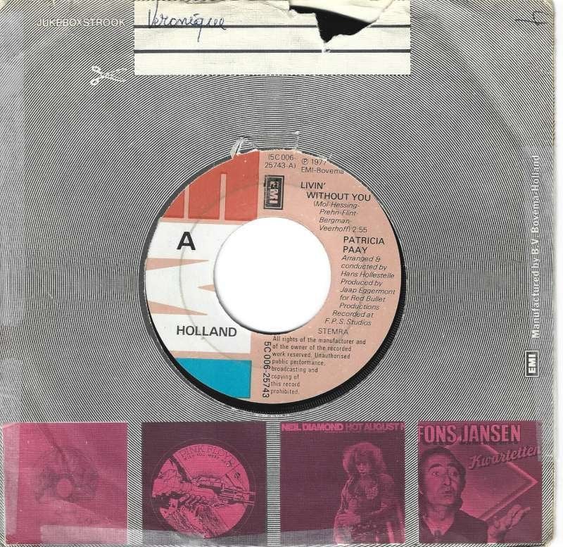 Single Patricia Paay - Livin’ without you, 7 inch, Ophalen of Verzenden, Zo goed als nieuw, Pop