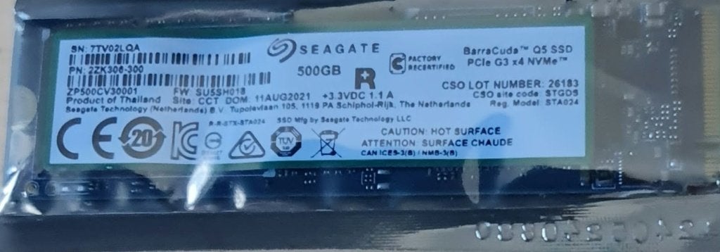 SEAGATE BarraCuda 500 GB „NIEUW”, Computers en Software, Ophalen, Intern, SSD, 500 GB
