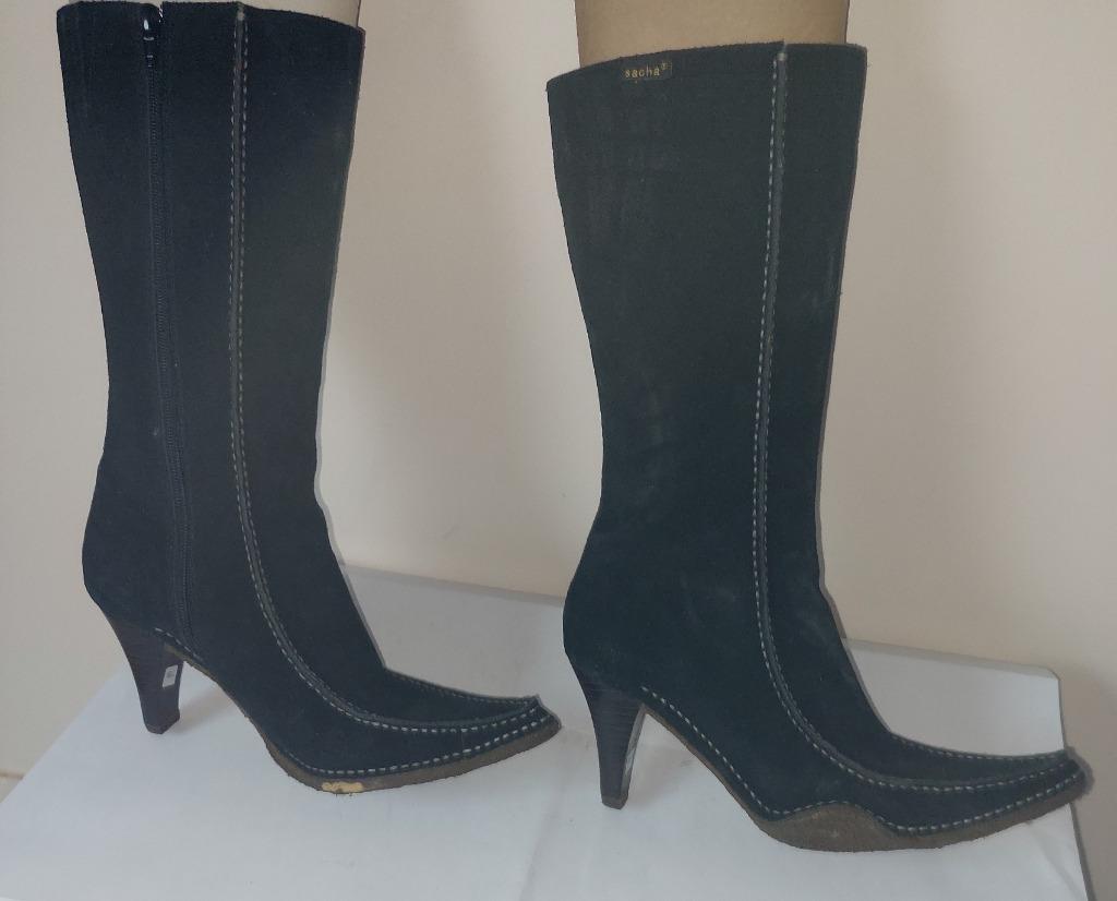 773B* SACHA mooie zwarte suède laarzen (41), Kleding | Dames, Hoge laarzen, Verzenden, Zwart, Zo goed als nieuw