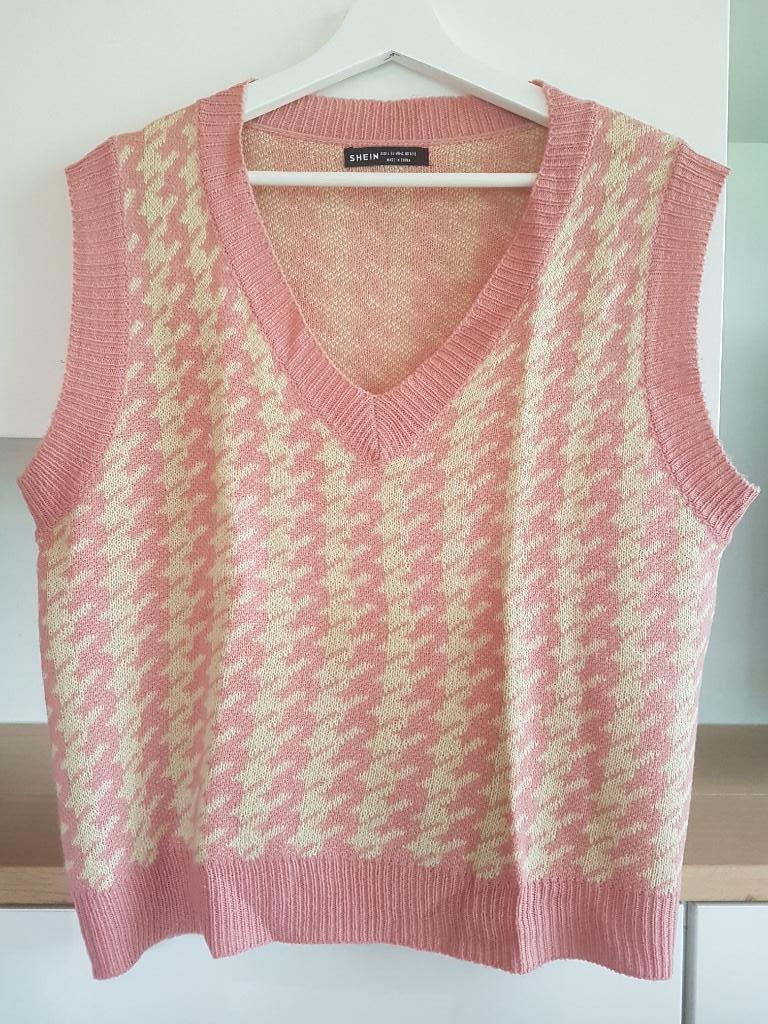 Debardeur ecru-roze ruiten (maat: L), Maat 42/44 (L), Ophalen of Verzenden, Zo goed als nieuw, Roze