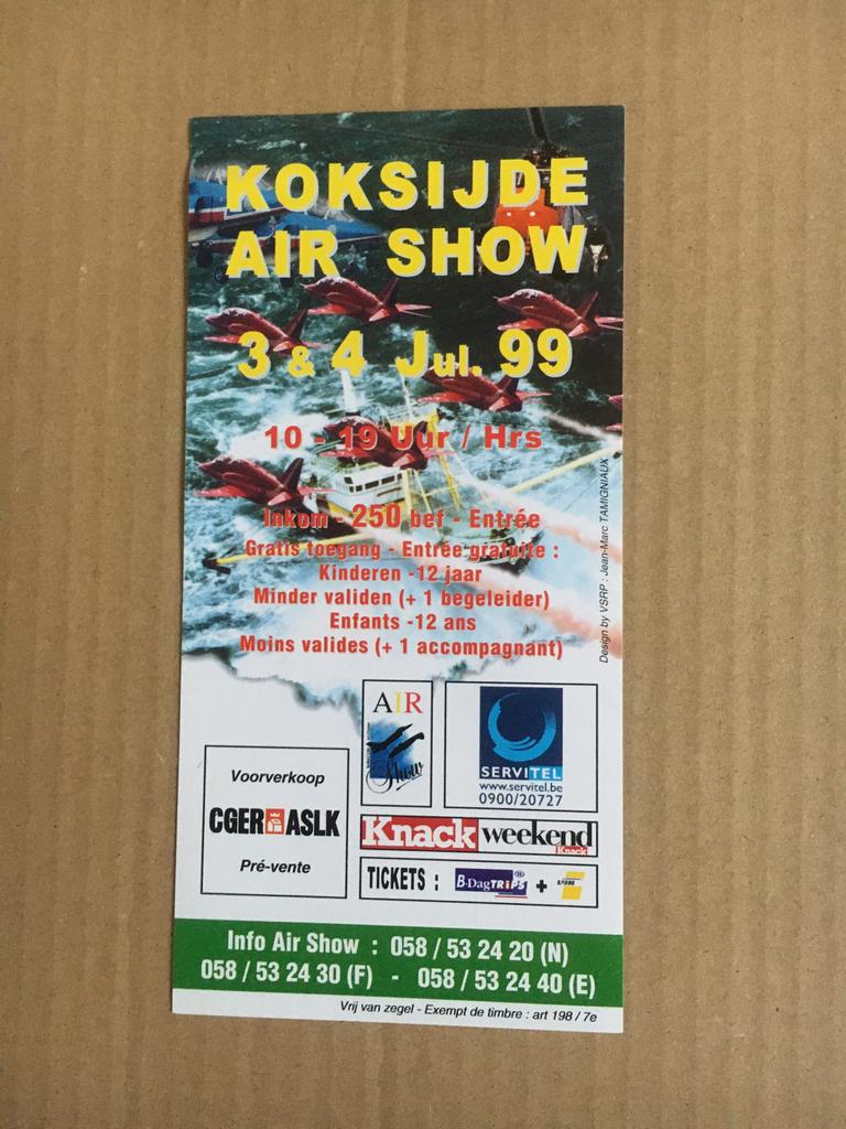 Flyer : Airshow Koksijde - 3 & 4 Juli 99 - 40 Sqn - Seaking., Verzamelen, Ophalen of Verzenden, Nieuw, Overige typen