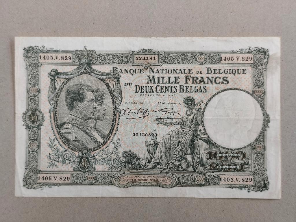 Billet de 1000 Fb - 200 Belgas type BNB état TTB, Ophalen of Verzenden, Los biljet