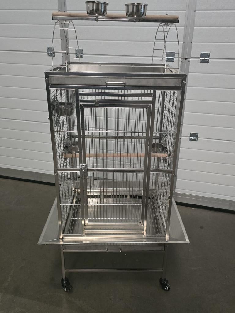RVS Papegaaienkooi Villa 60 RVS, AFM. 80x70x155cm, Ophalen, Nieuw, Metaal, Vogelkooi