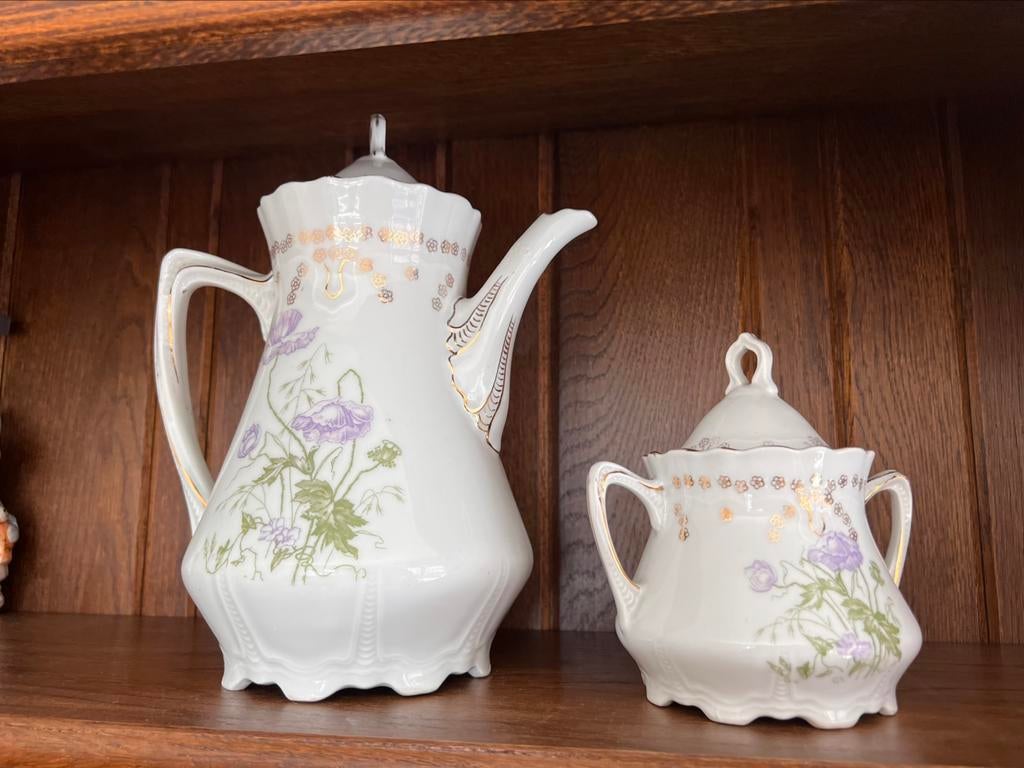 Antieke Koffiepot en suikerpot, Antiek en Kunst, Ophalen