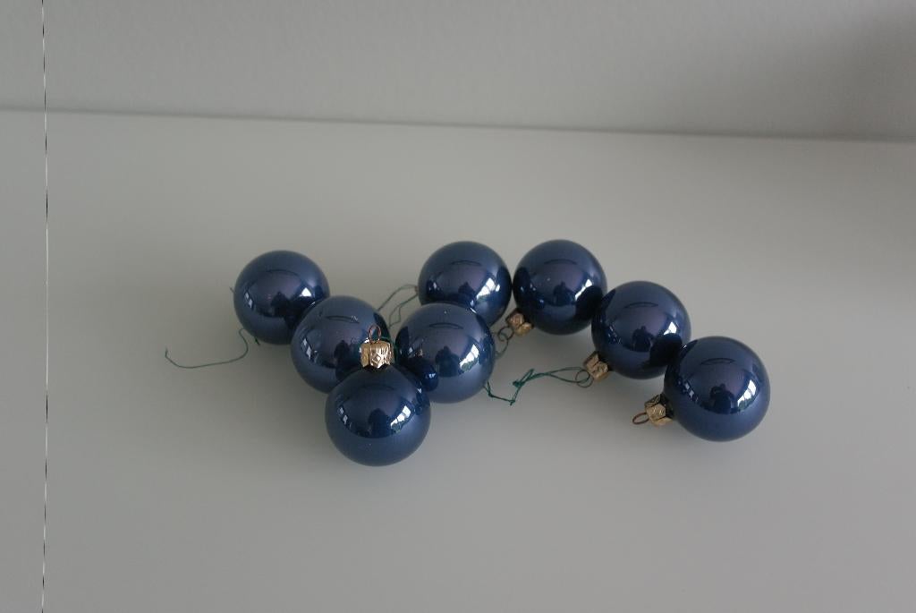 lot blauwe kerstballen ( 8 stuks), Diversen, Kerst, Ophalen of Verzenden, Zo goed als nieuw