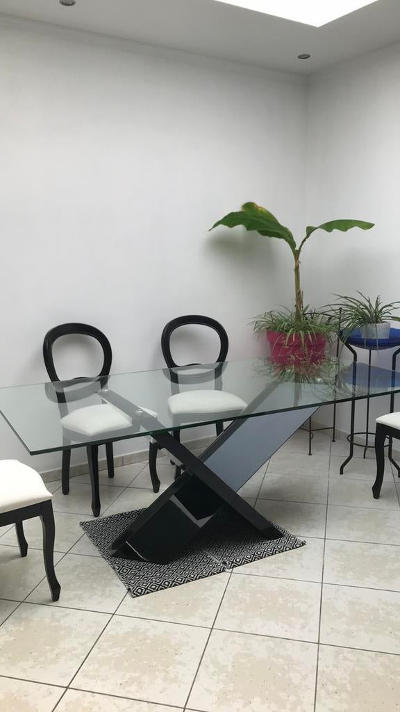Table style moderne avec plateau en verre, Enlèvement, Comme neuf
