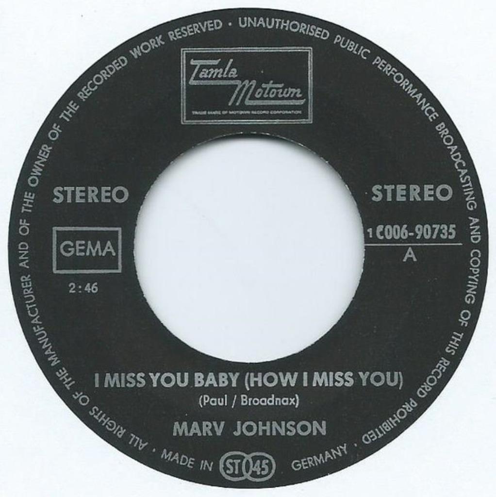 Marv Johnson ‎– I Miss You Baby (How I Miss You) north. soul, Ophalen of Verzenden, Zo goed als nieuw, R&B en Soul
