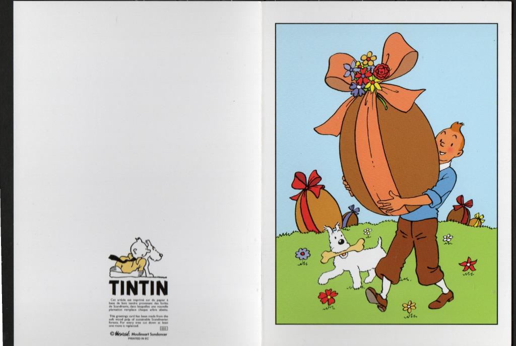 Grande carte postale double pliante : Hergé : Tintin/Kuifje, Enlèvement ou Envoi