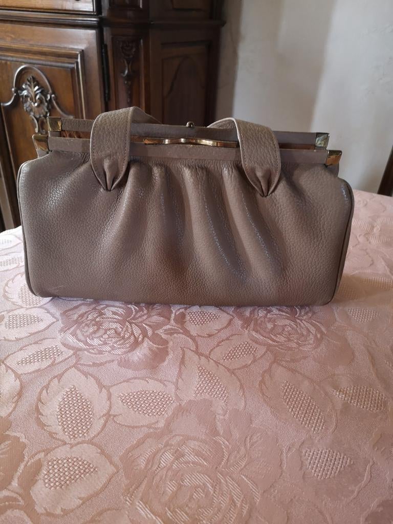 Marque latérale de sac à main en cuir antique, Enlèvement ou Envoi, Comme neuf, Beige, Sac à main