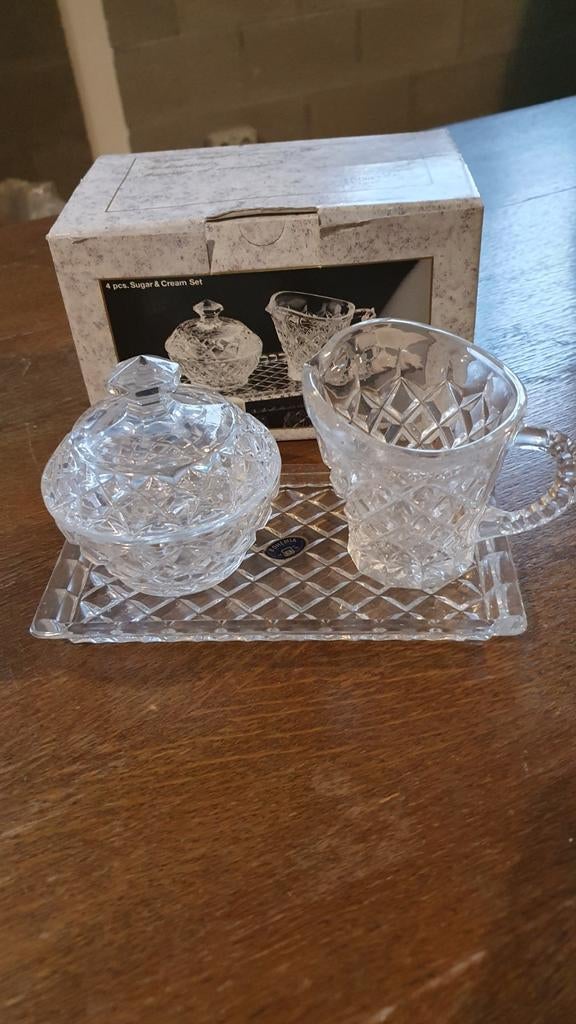 Bohemia Crystal 3- delige suiker- en roomset., Ophalen