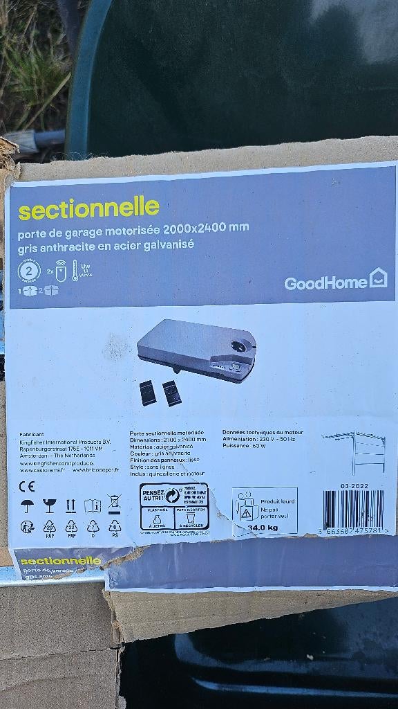 porte de garage sectionnelle gris anthracite, Ophalen, Overige materialen, 225 cm of meer, Overige typen