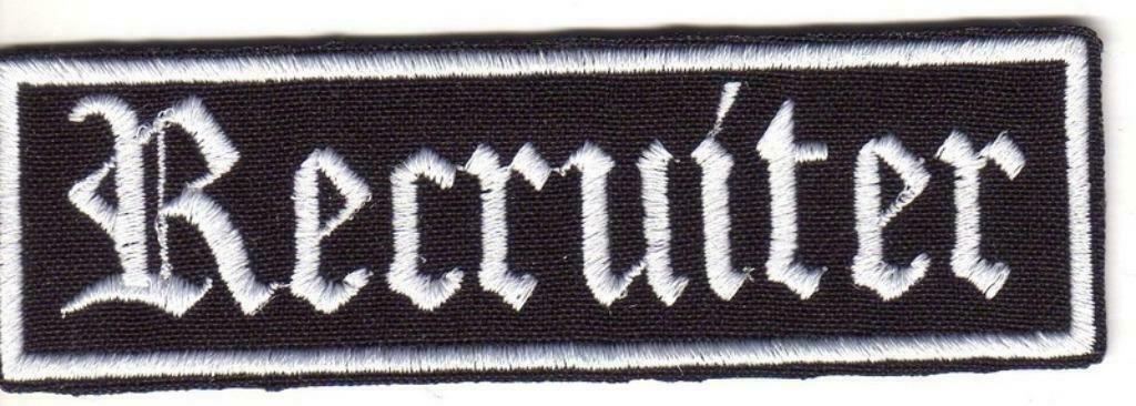 Patch Recruiter rang motorclub - 100 x 30 mm, Ophalen of Verzenden, Nieuw zonder kaartje, Overige typen