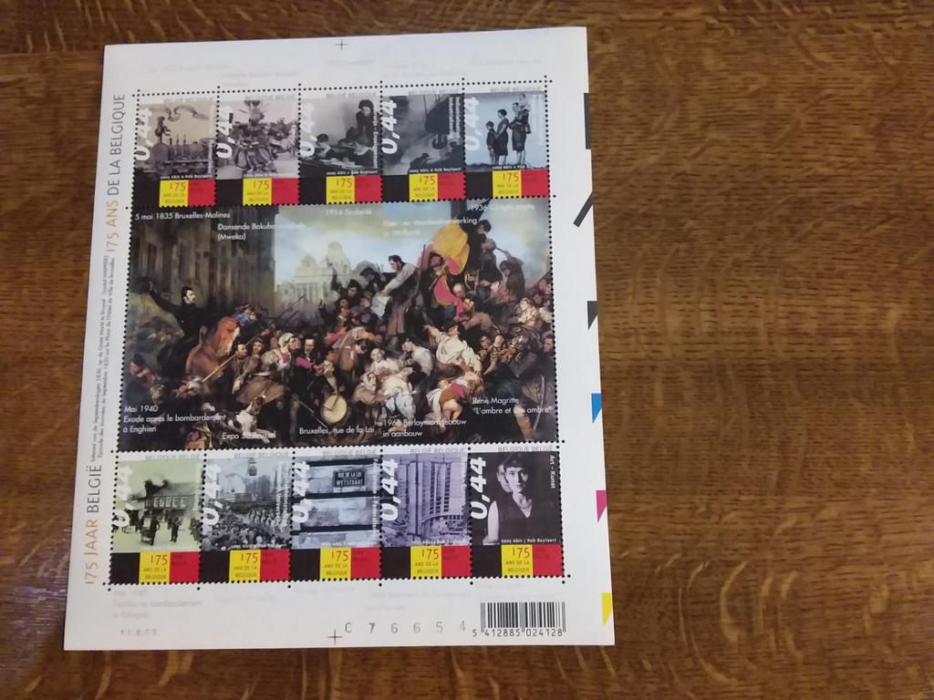 Feuille de timbres 175 jaar belgie, Timbres & Monnaies, Enlèvement ou Envoi