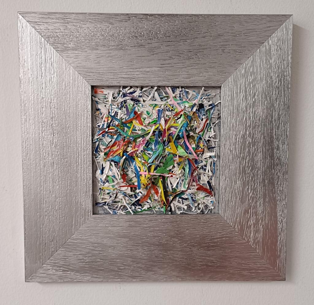 “Gekleurde verfdraden” in hun zilveren frame, Ophalen of Verzenden