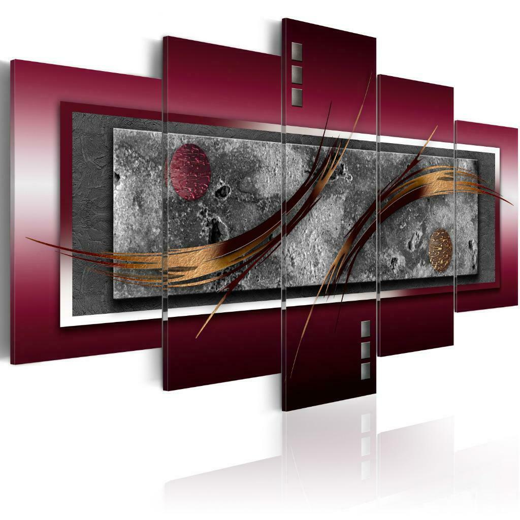 2 Paars Modern Art 5 Luik Canvas Schilderij 200x100cm Nieuw, Antiek en Kunst, Kunst | Schilderijen | Modern, Ophalen of Verzenden