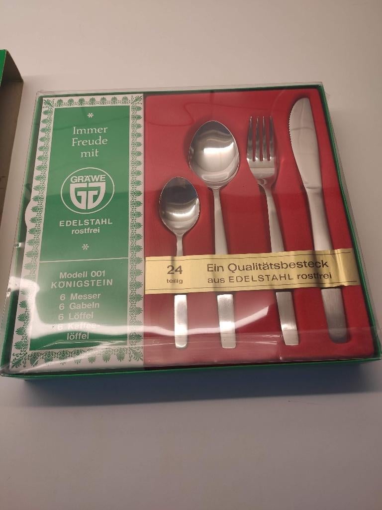 Grawe edelstahl, bestek 6 pers, Mid century, vintage,, Ophalen, Nieuw, Inox of Chroom, Bestekset