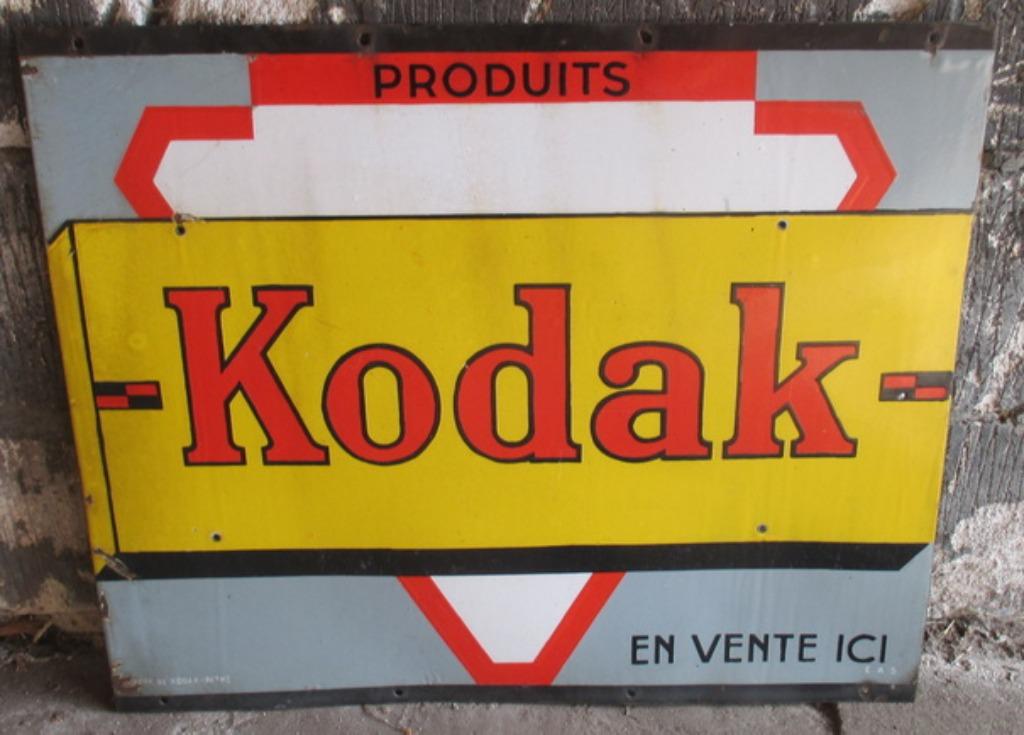 antiek dubbelzijdig emaillebord reclame Kodak, Ophalen