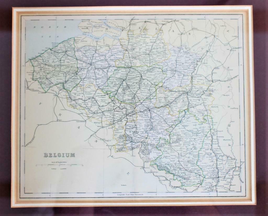 oude landkaart België, 1880, Ophalen of Verzenden