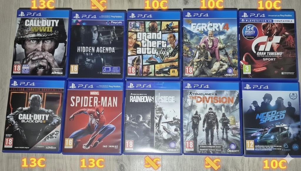 Pak van 10 ps4-games (7+3 gratis), Games en Spelcomputers, Games | Sony PlayStation 4, Verzenden