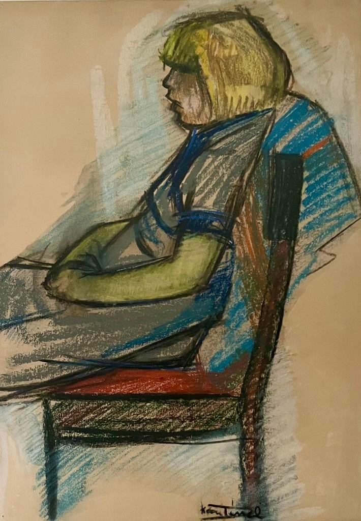 Koenraad Tinel - Tekening pastelkrijt - Gesigneerd - 70x50cm, Antiek en Kunst, Kunst | Tekeningen en Fotografie, Ophalen of Verzenden